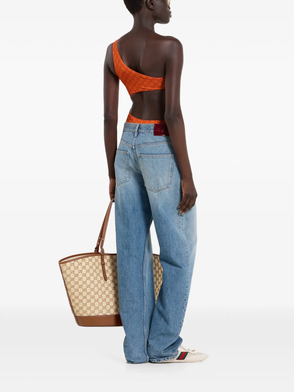  Gucci One-shoulder Logo Top - Orange 