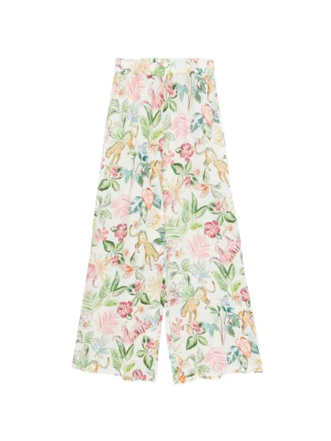 120% Lino floral animal print trousers