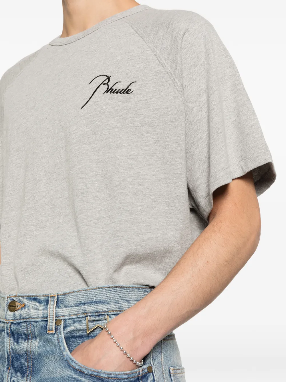 RHUDE T-shirt met borduurwerk Grijs
