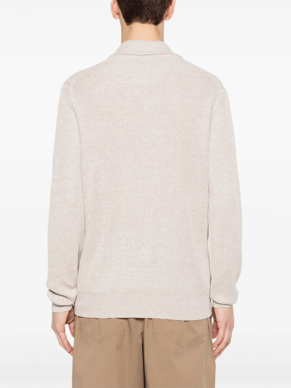 Tagliatore Poloshirt met lange mouwen Beige