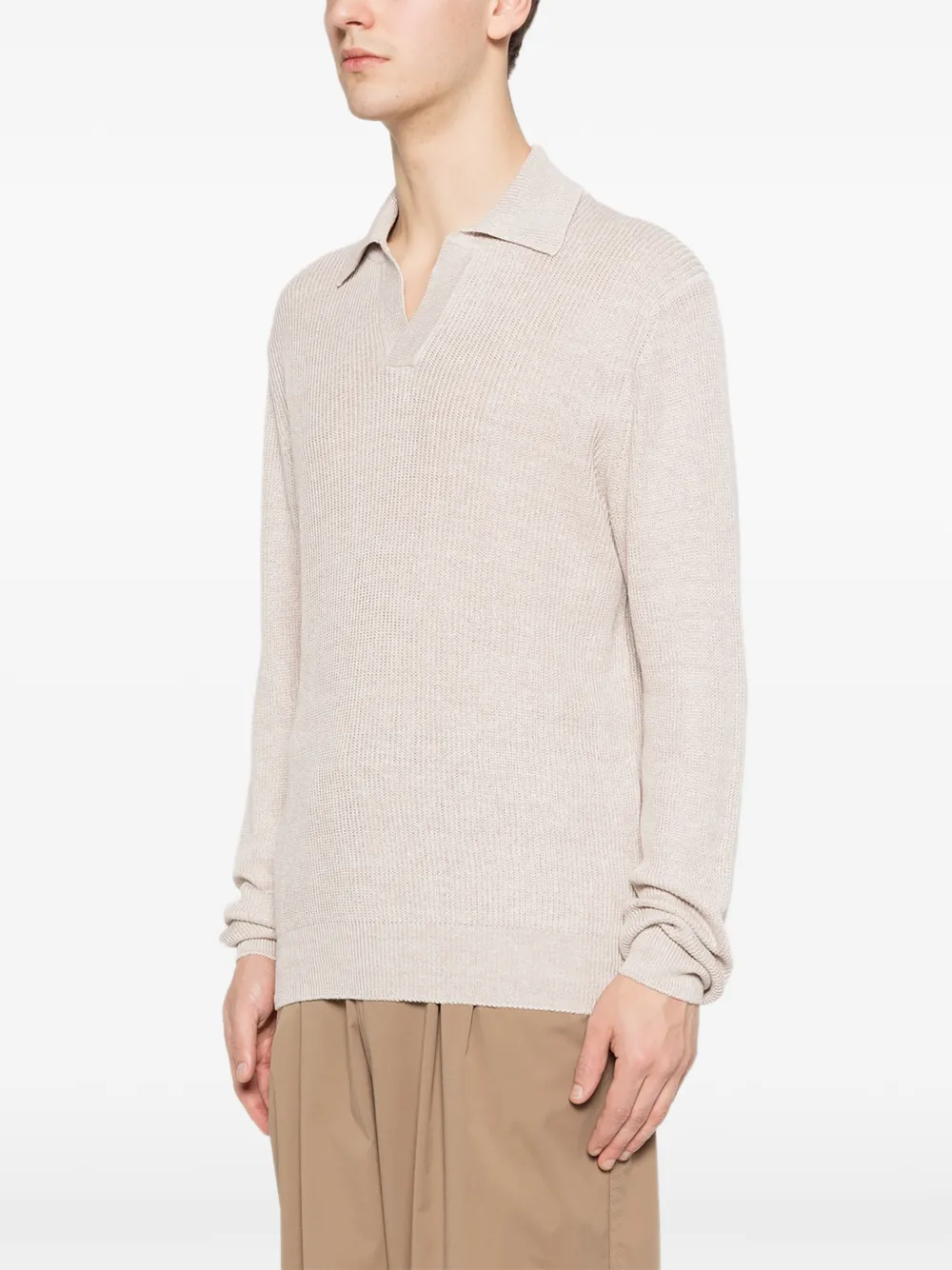 Tagliatore Poloshirt met lange mouwen Beige