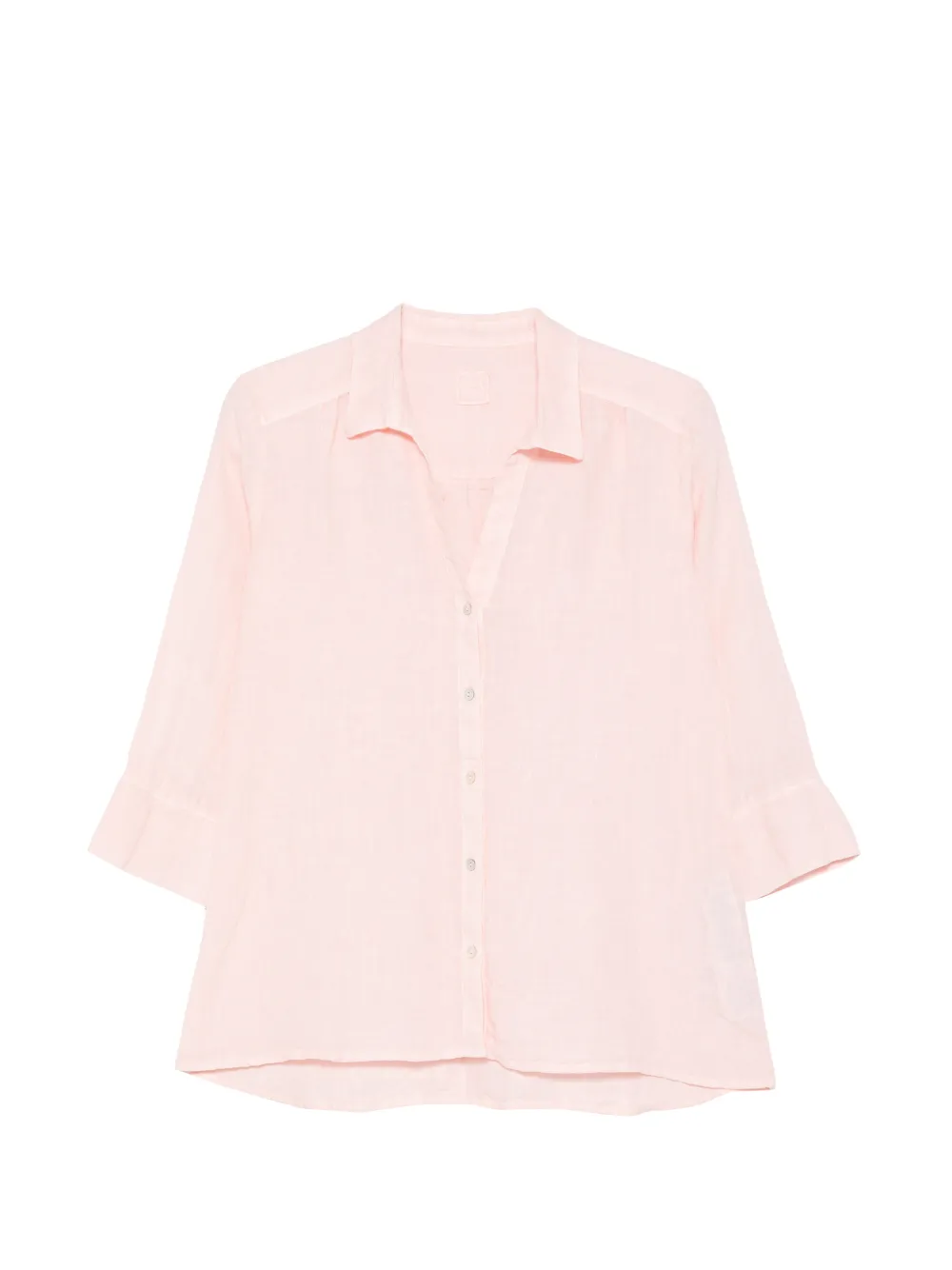120% Lino V-neck buttoned shirt - Rosa