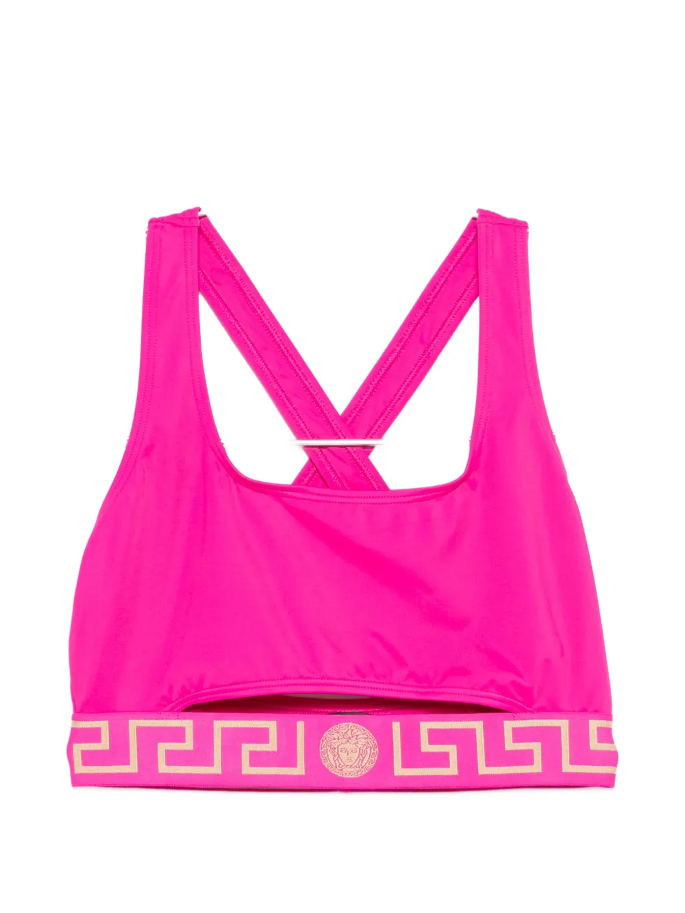 Versace cross strap logo band bikini top - Rosa