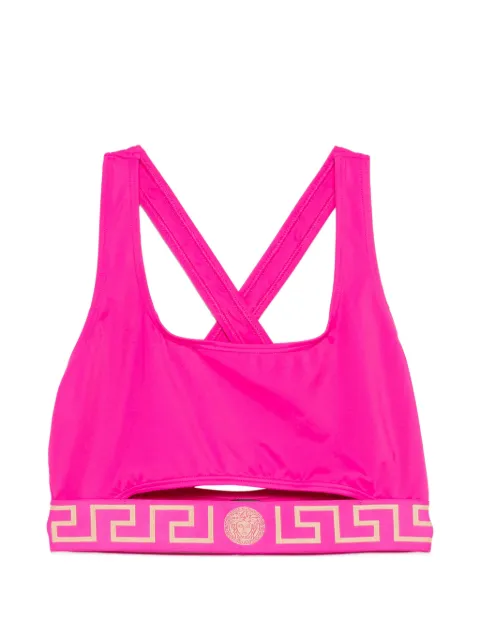 Versace cross strap logo band bikini top