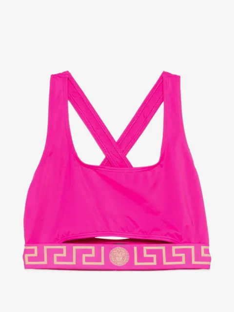 Versace top de bikini con tiras cruzadas