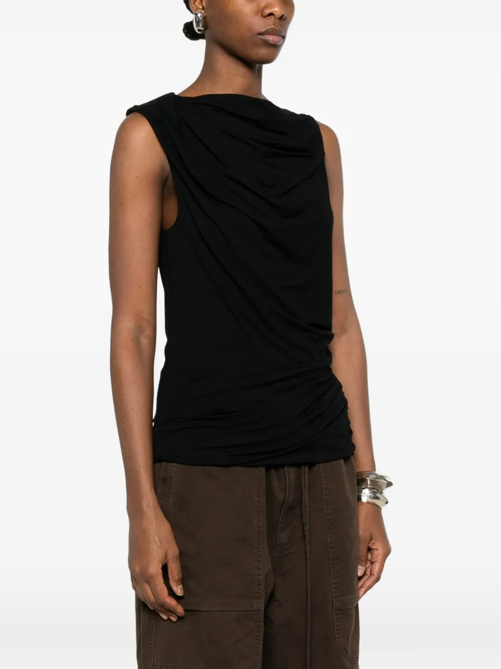  Entire Studios Draped Sleeveless Top - Black 