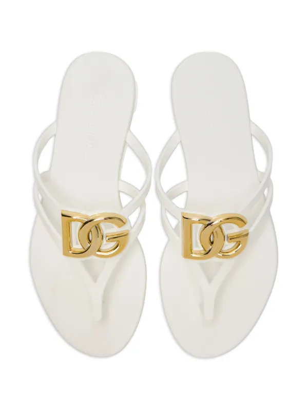 DOLCE&GABBANA　美品　スカート　L　白色　ロゴ入り Dolce & Gabbana logo-detail Slides | White | FARFETCH
