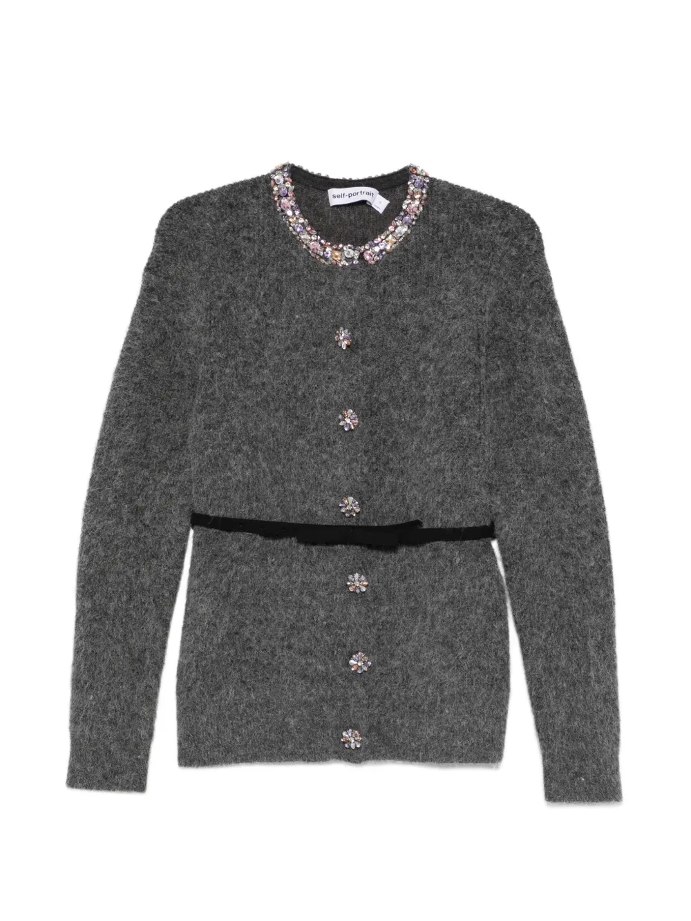 Self-Portrait crystal-embellishment cardigan - Grau
