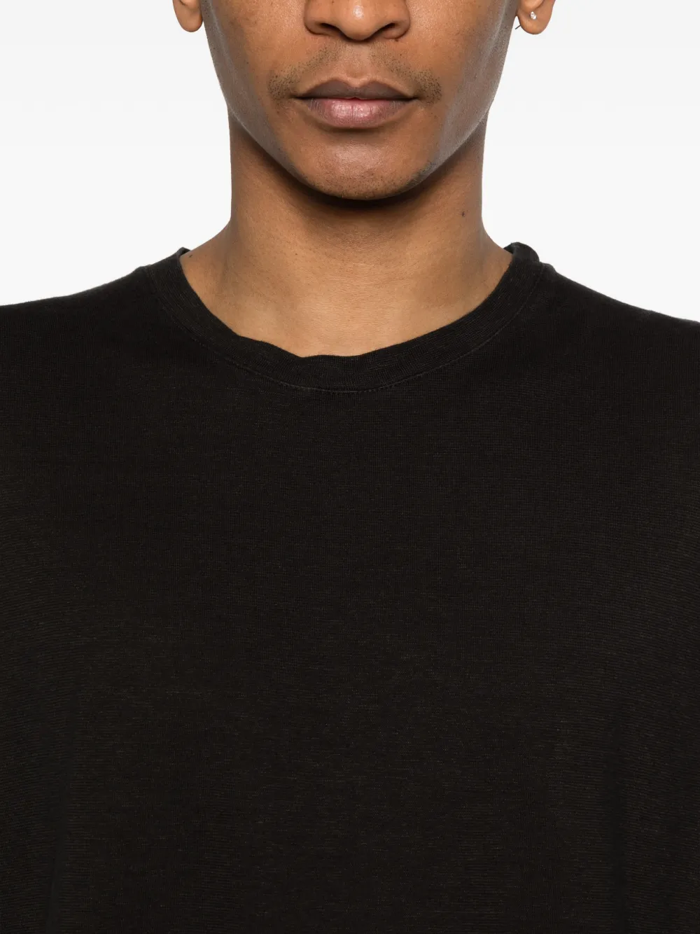 120% Lino T-shirt met ronde hals Zwart