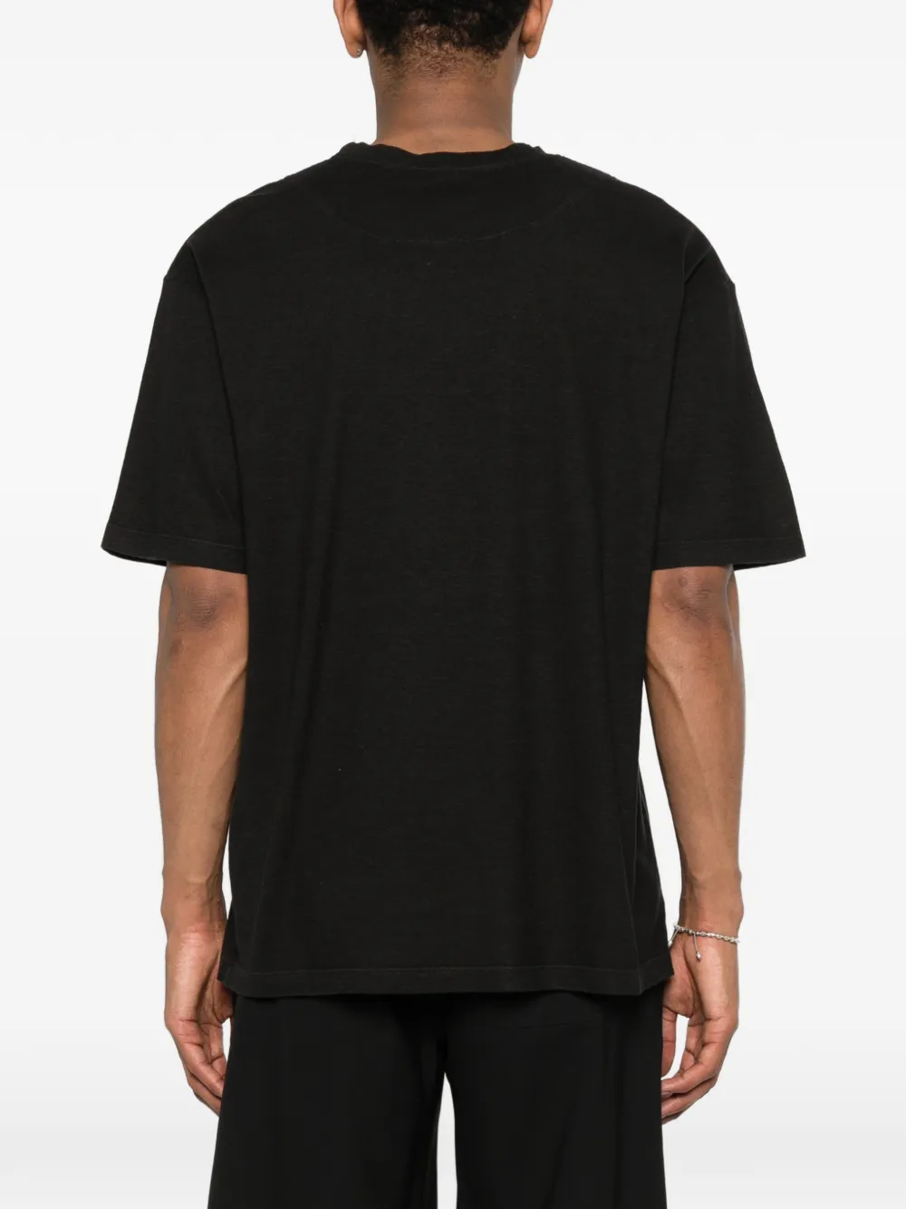120% Lino T-shirt met ronde hals Zwart