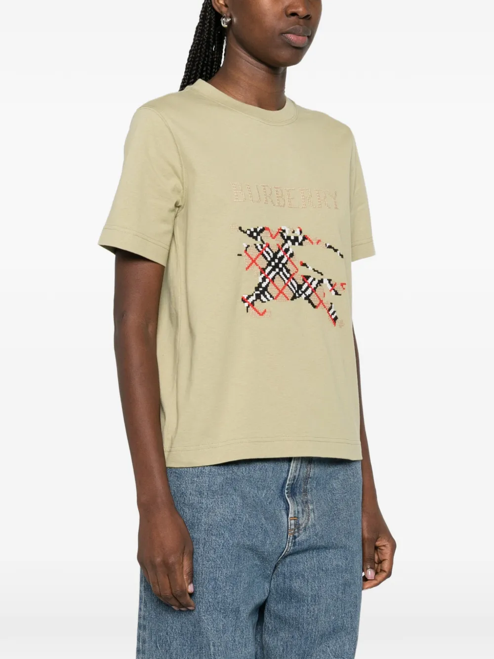 Burberry T-shirt met geborduurd logo Groen