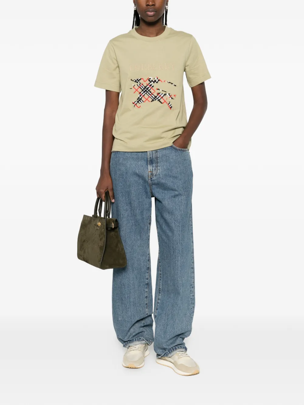 Burberry T-shirt met geborduurd logo Groen