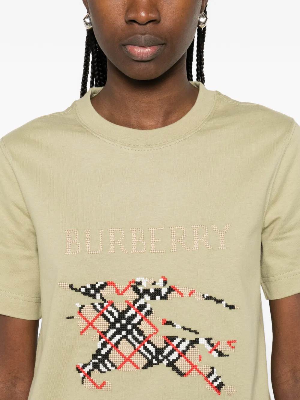 Burberry T-shirt met geborduurd logo Groen