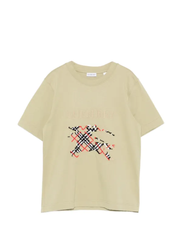 Burberry Embroidered-logo T-shirt in Green