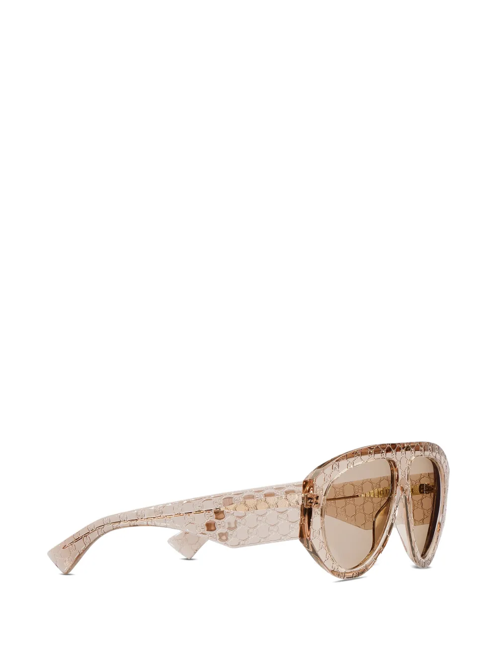  Gucci Eyewear Logo Browline Sunglasses - Neutrals 