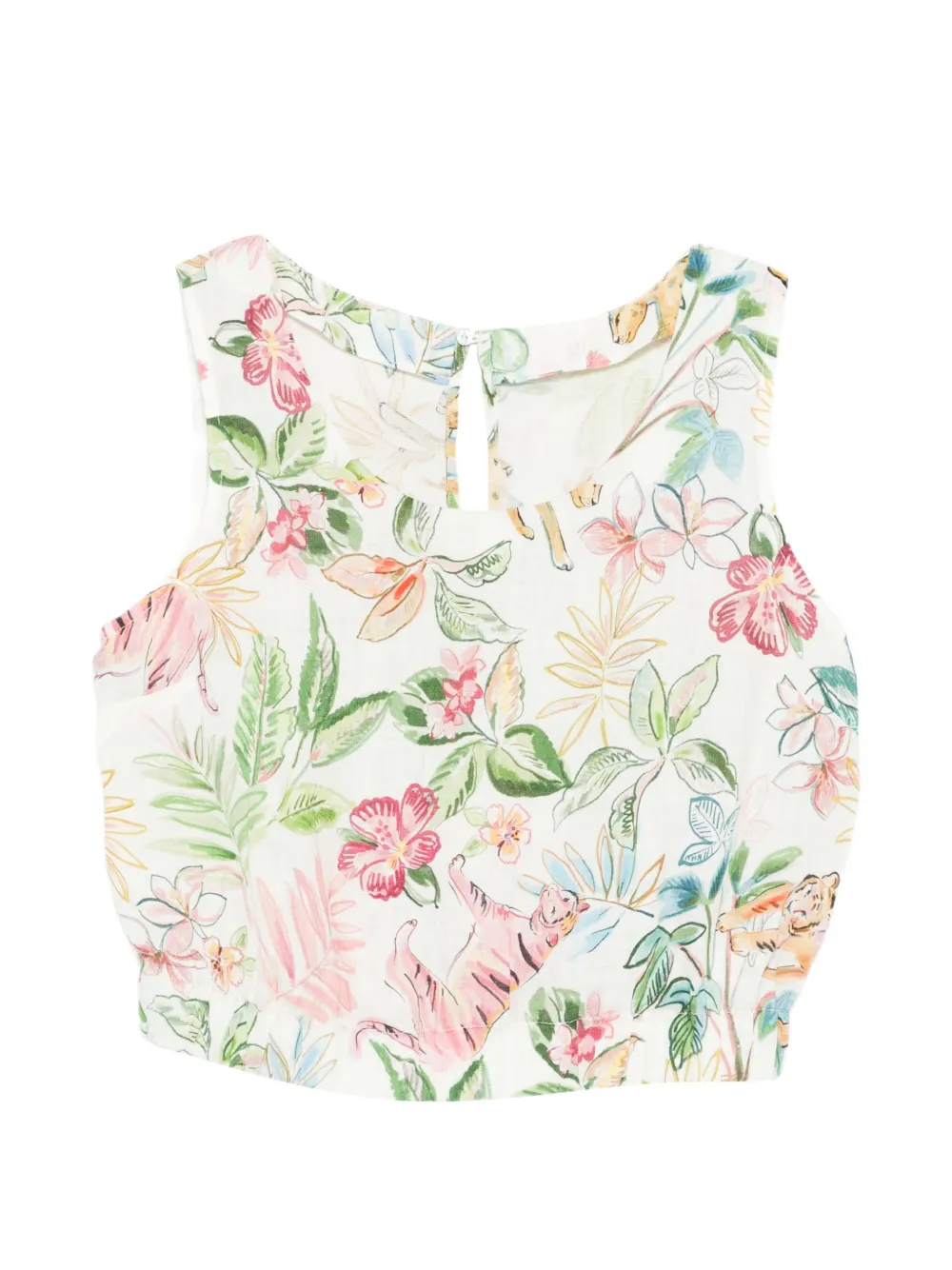 120% Lino floral-print linen top - Bianco
