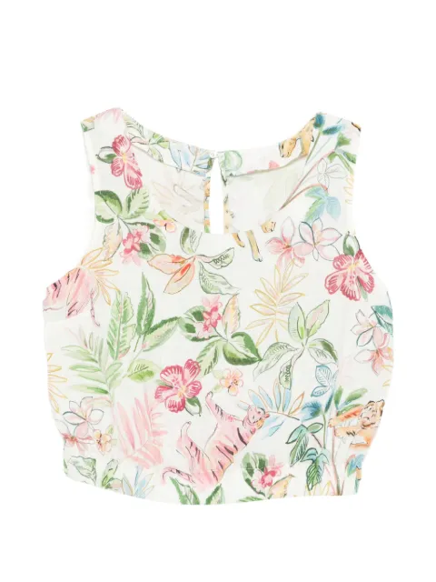 120% Lino floral-print linen top