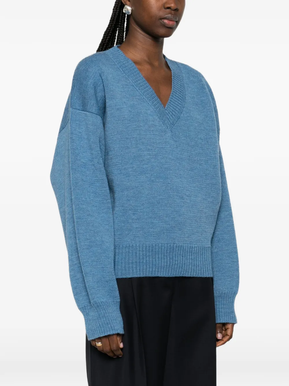  Róhe V-neck Long-sleeve Sweater - Blue 