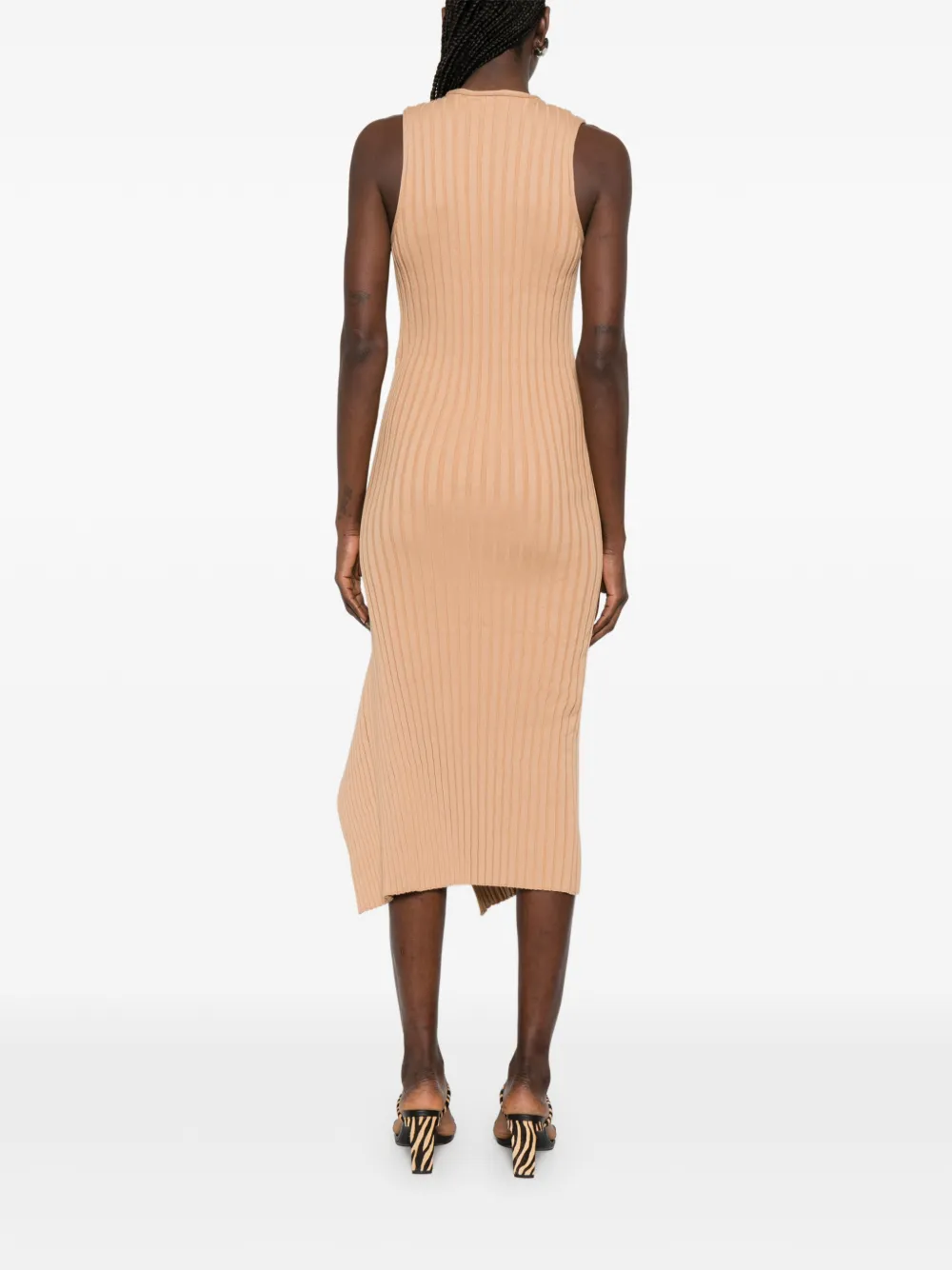 Stella McCartney Asymmetrische geribbelde top Beige