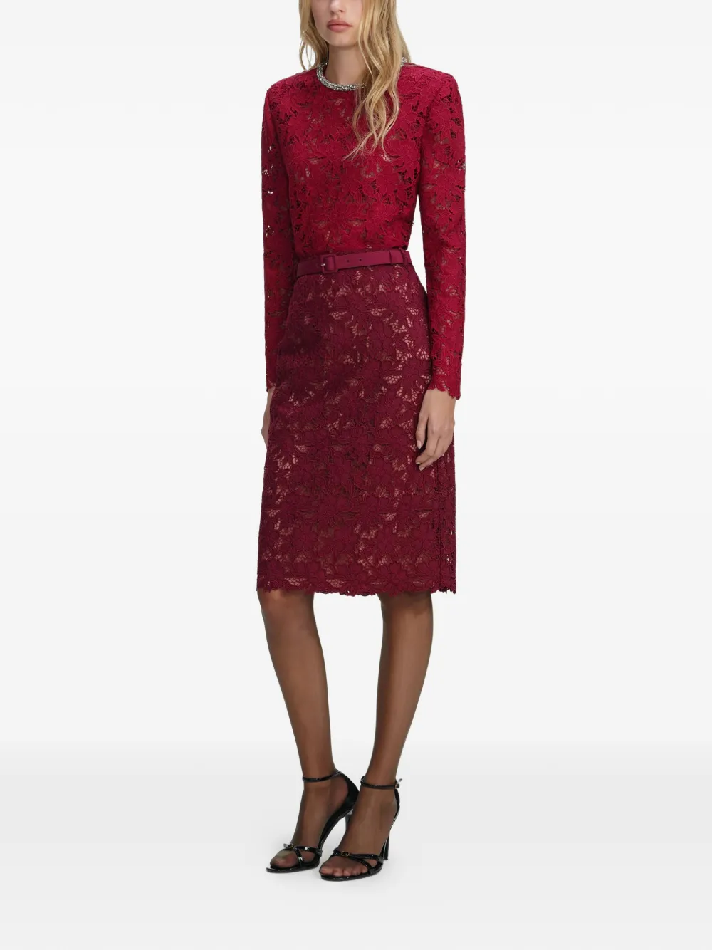Self-portrait Lace Midi Dress In Red