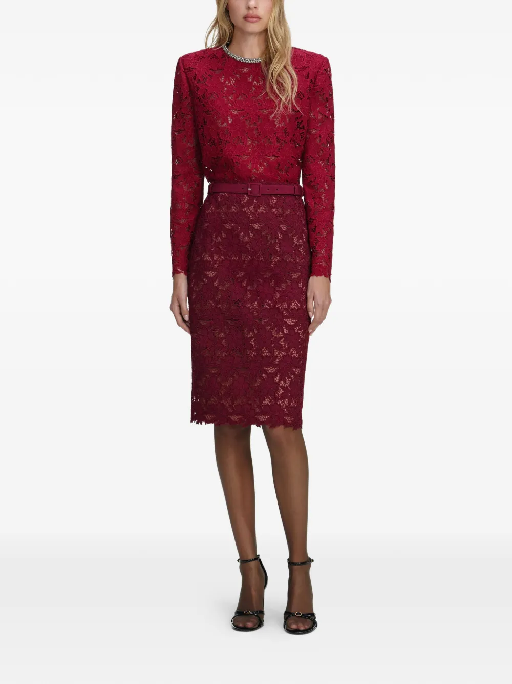 Self-Portrait lace midi dress - Rood