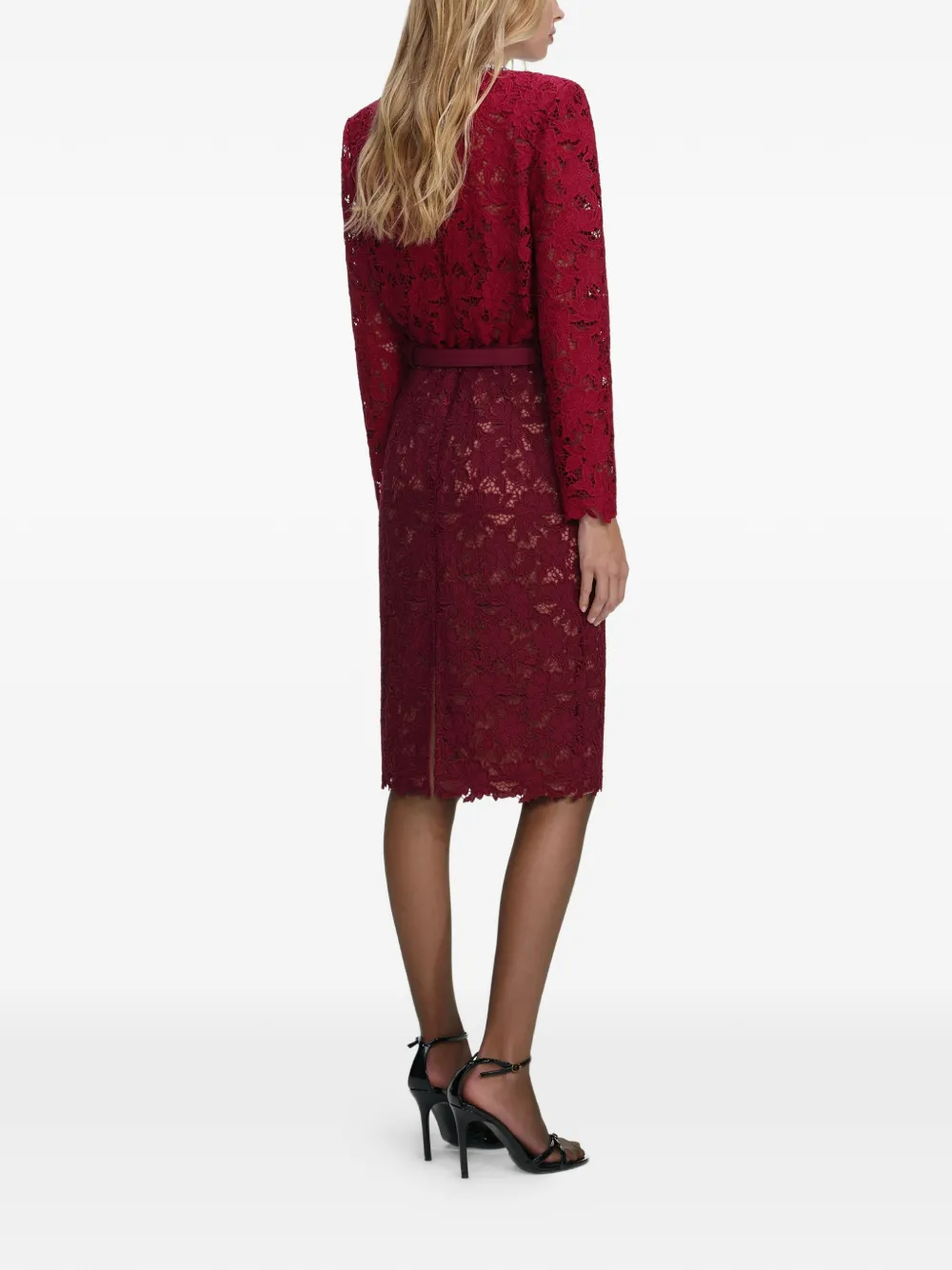 Self-portrait Lace Midi Dress In Red