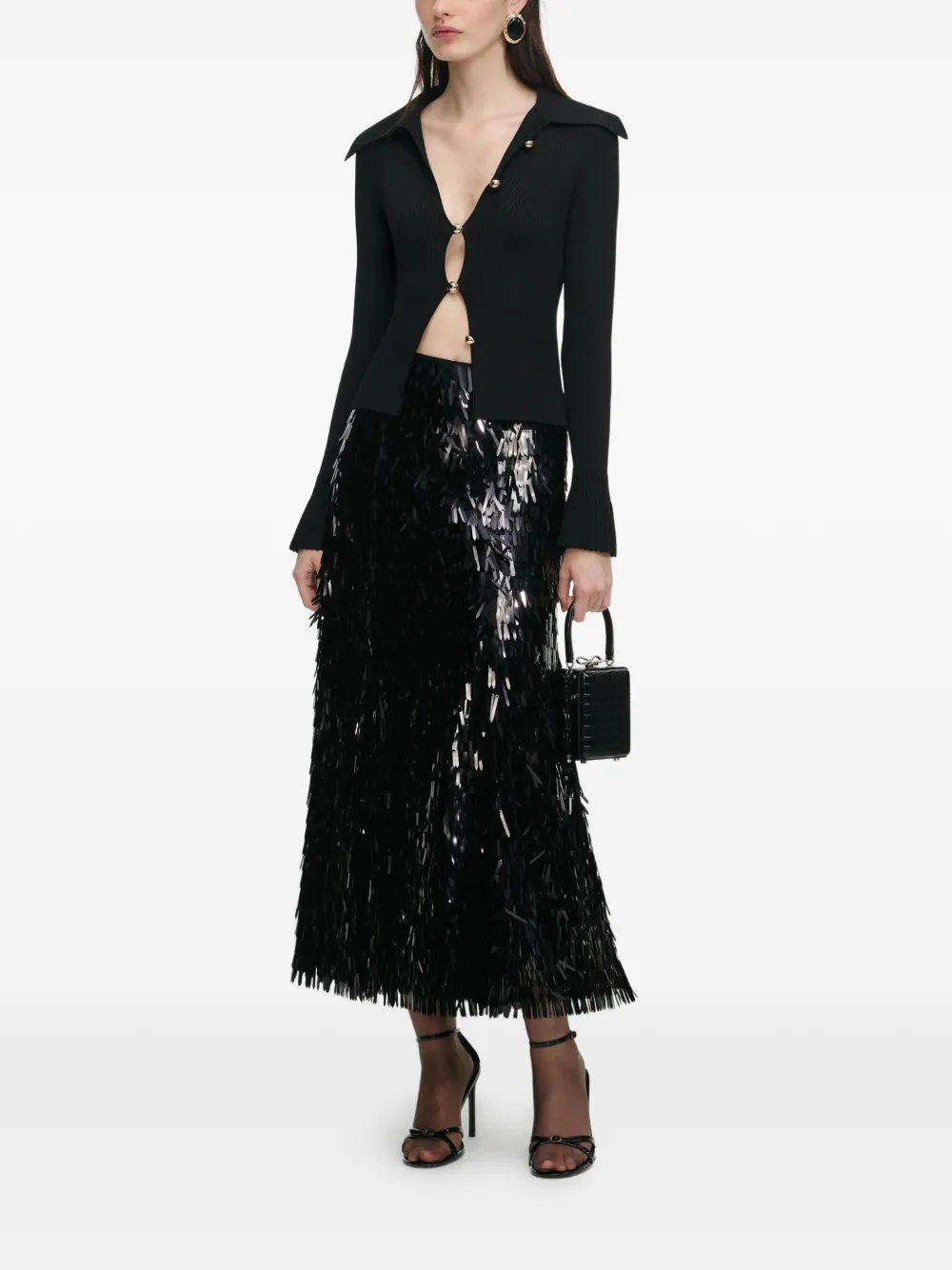  Self-portrait Button-embellishment Cardigan - Black 