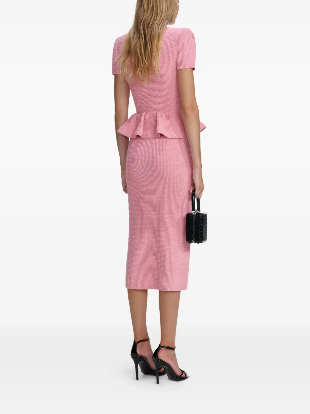 Self-portrait Beaded-embellishment Midi Dress In Pink