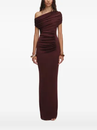 Self-Portrait Draped Maxi Dress | Brown | FARFETCH Self-Portrait Draped Maxi Dress | Brown | FARFETCH