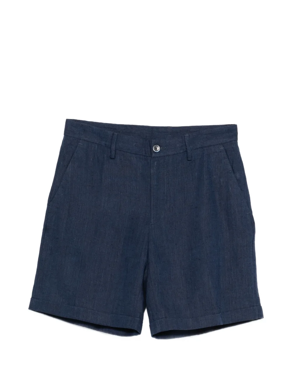 120% Lino slub-texture tailored shorts - Blu