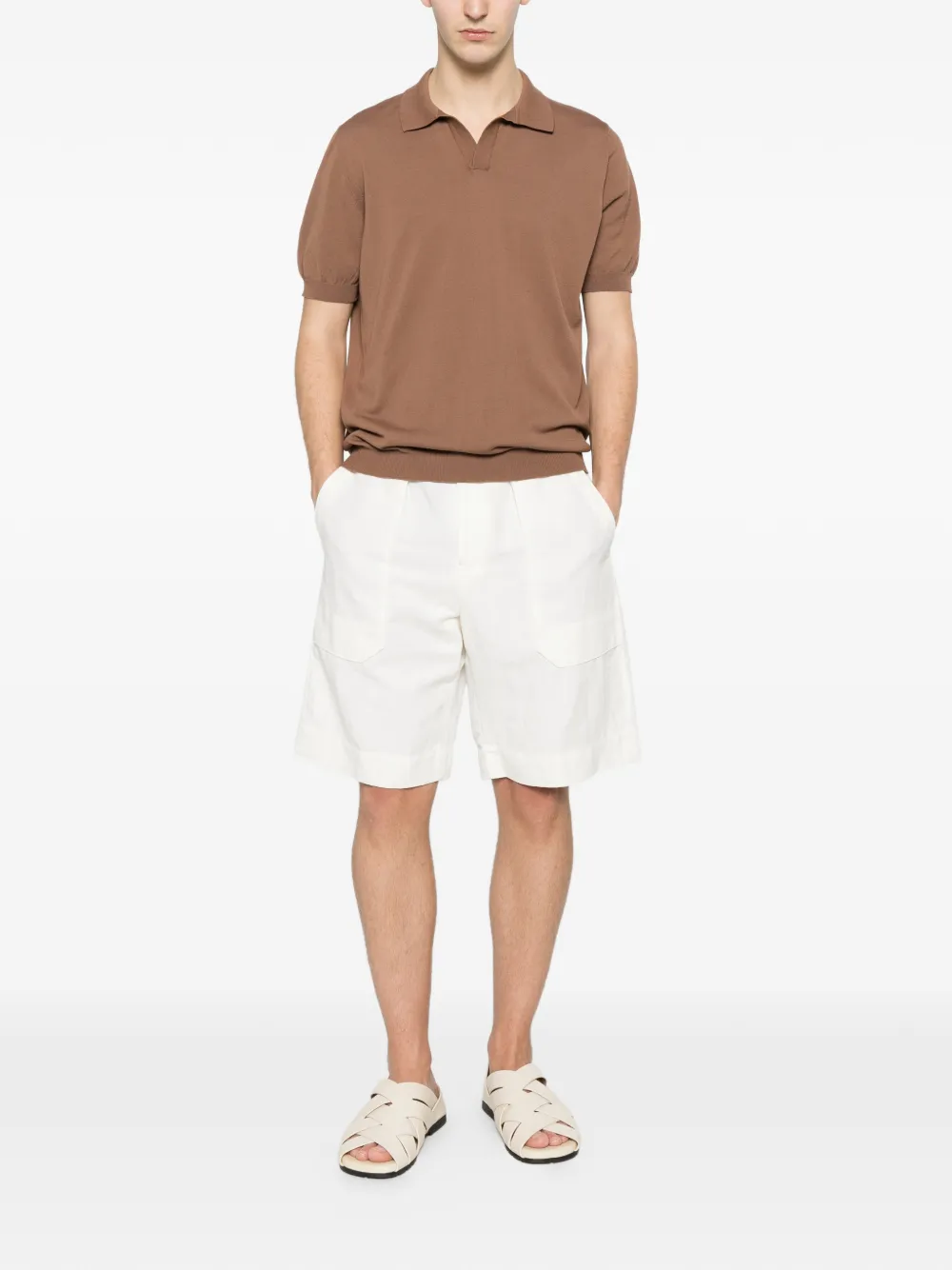 Tagliatore Keith T-shirt met kraag Bruin