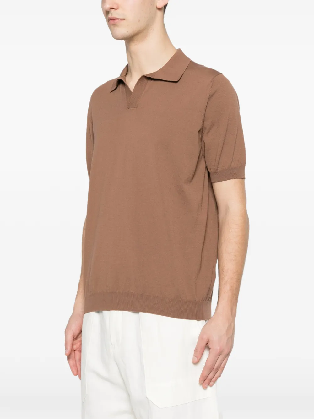 Tagliatore Keith T-shirt met kraag Bruin