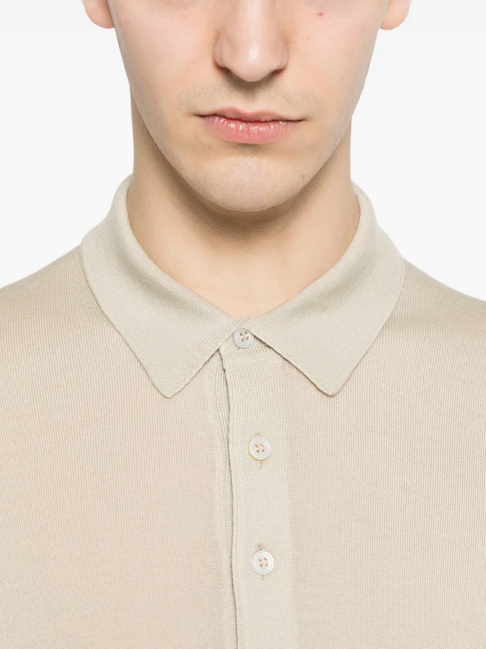 Tagliatore Zeno poloshirt met knoopdetail Beige