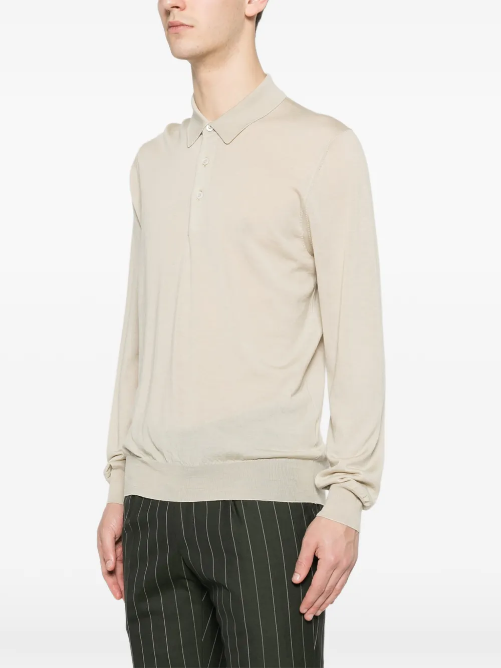 Tagliatore Zeno poloshirt met knoopdetail Beige