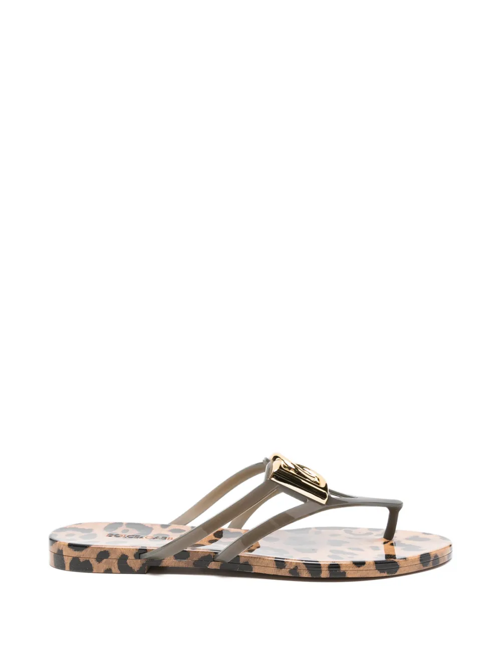 Dolce & Gabbana leopard-print logo flip-flops Grijs