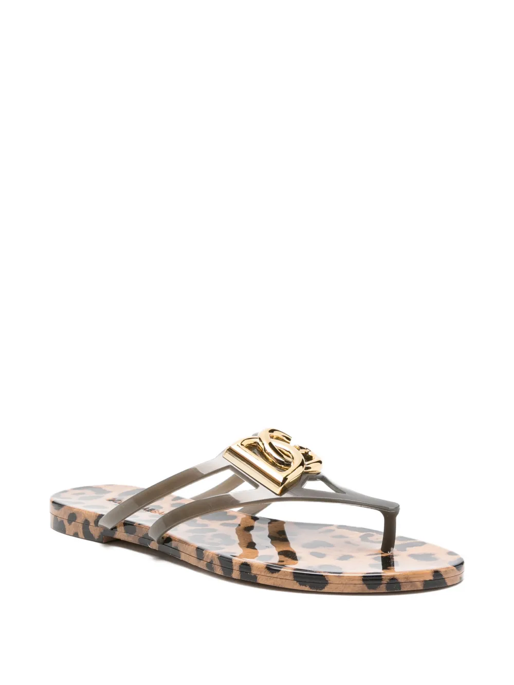 Dolce & Gabbana leopard-print logo flip-flops Grijs