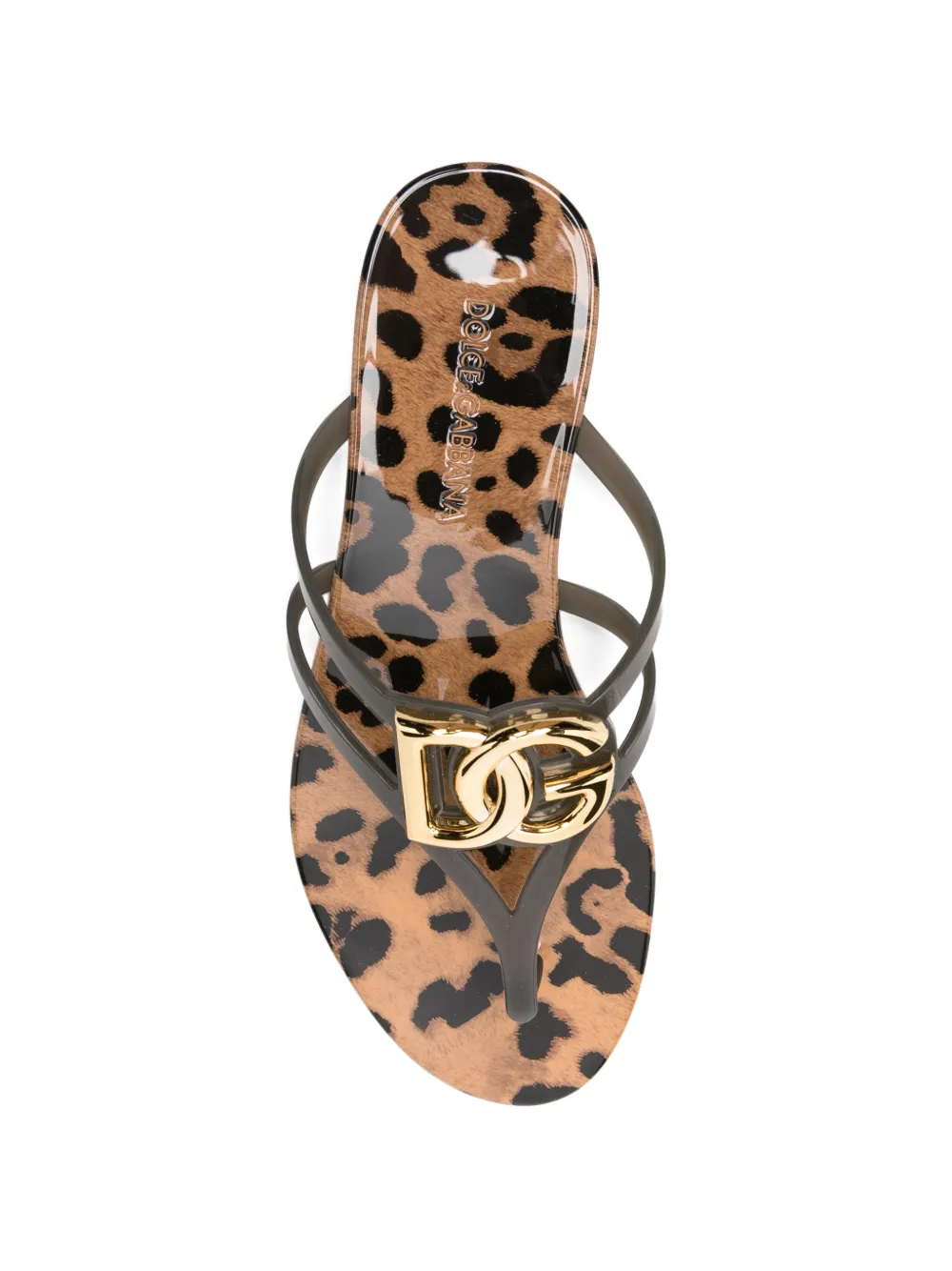 Dolce & Gabbana leopard-print logo flip-flops Grijs