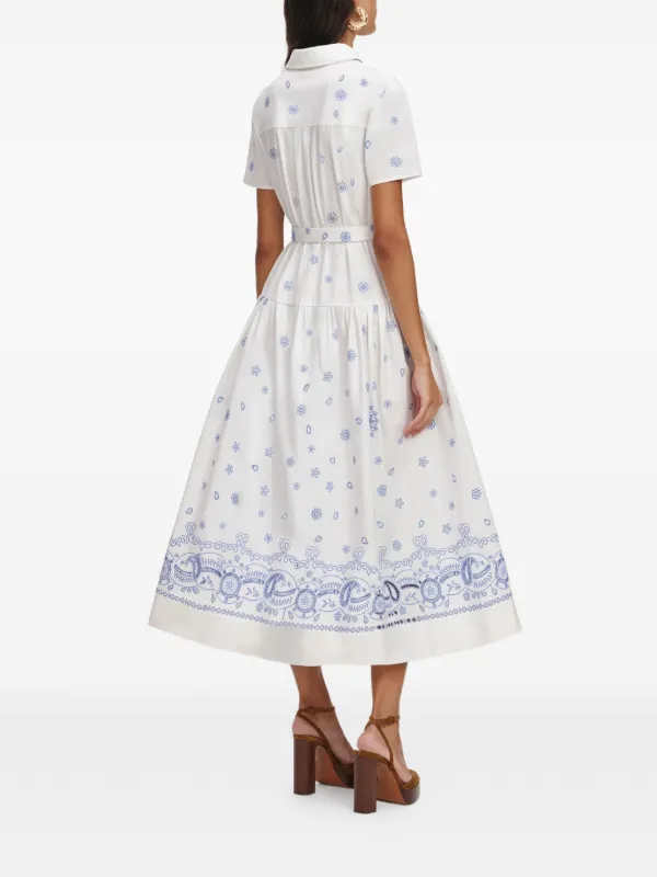 self portrait shirt dress self-portrait - Navy Cotton Asymmetric Midi Dress