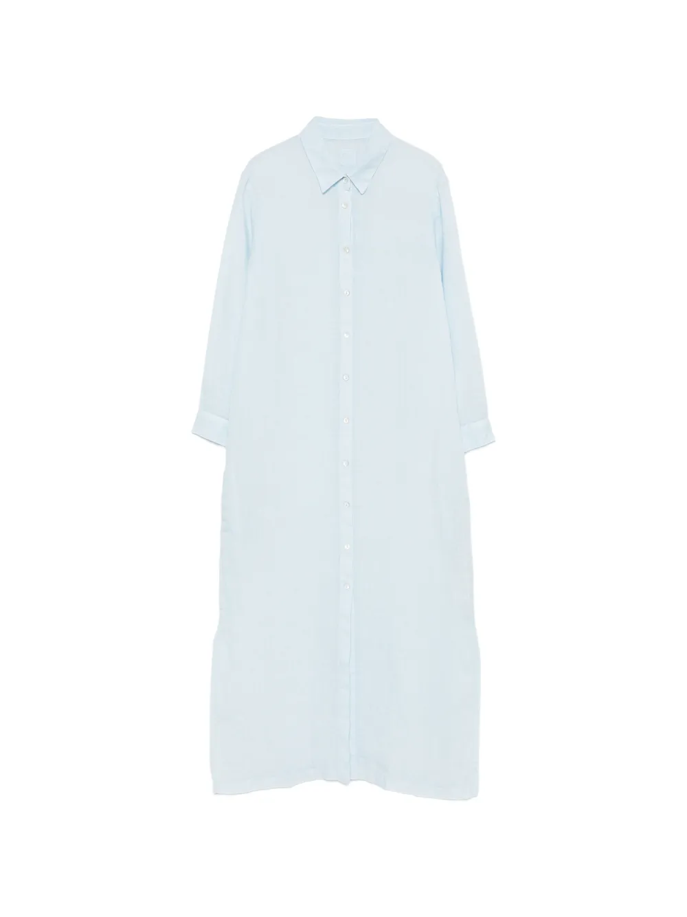 120% Lino long-line button-up maxi dress - Blu