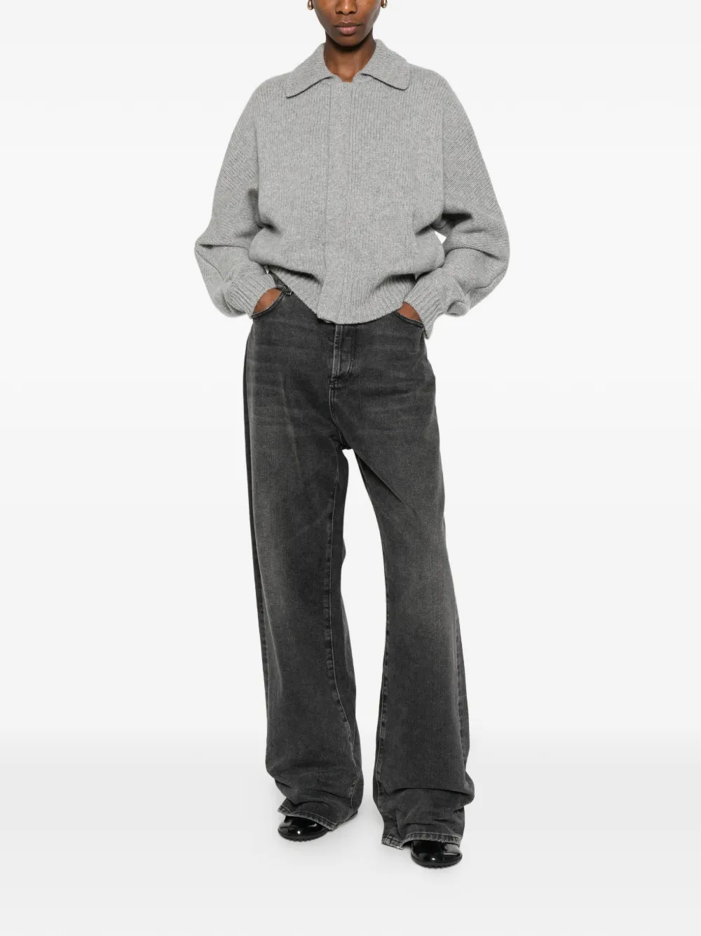  Entire Studios Collared Knitted T-shirt - Grey 