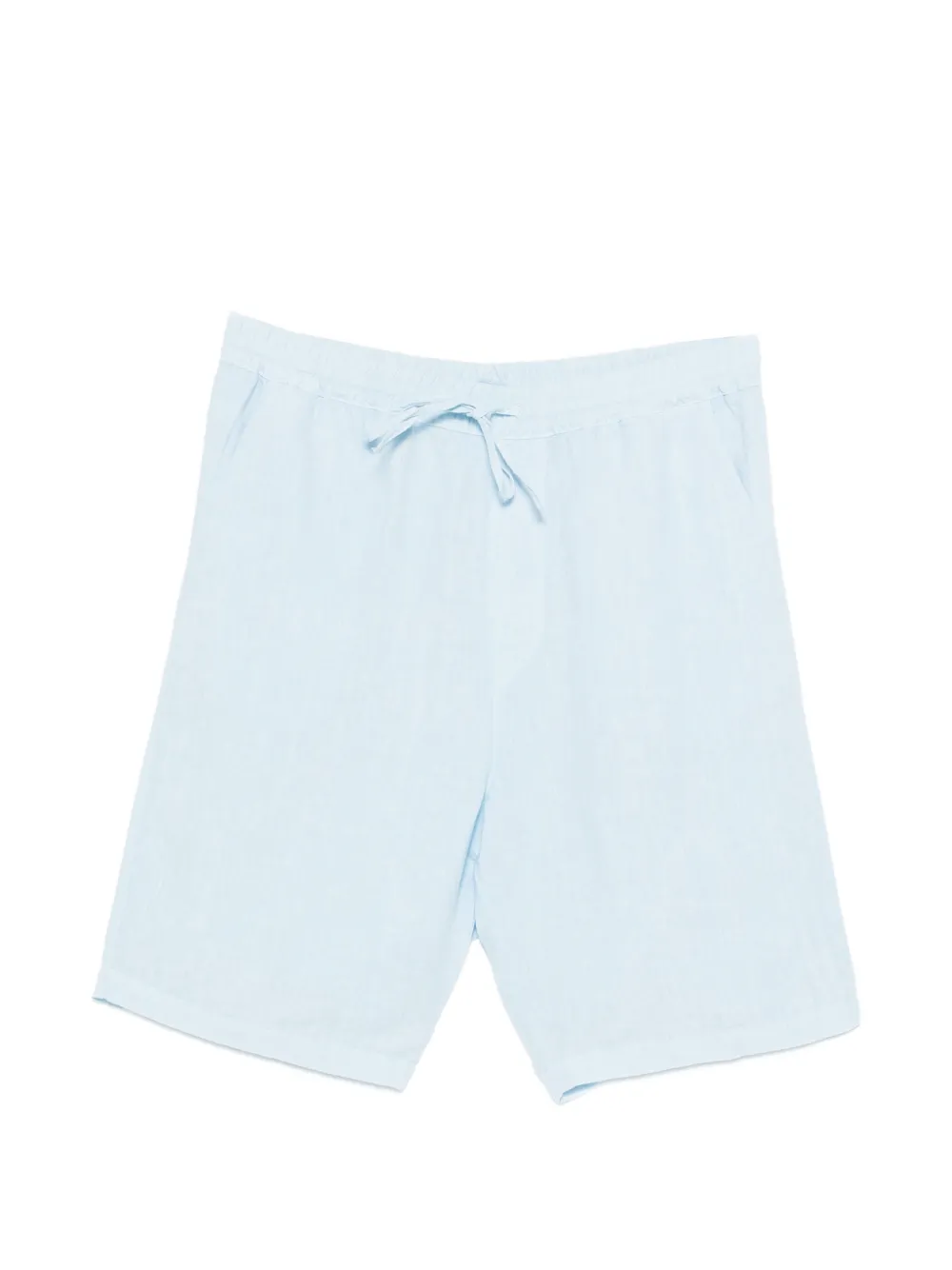 120% Lino drawstring-waist linen shorts - Blu