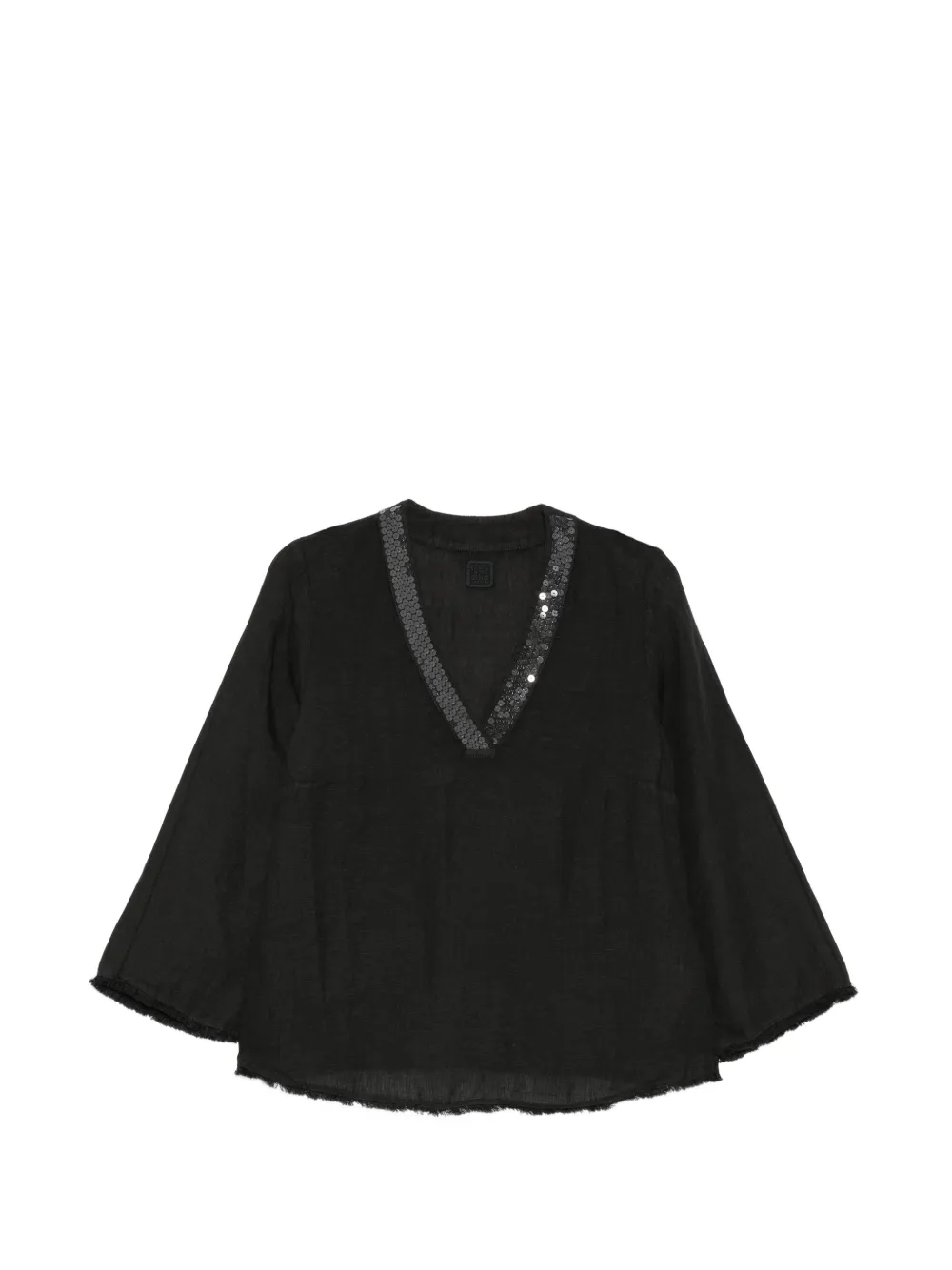 120% Lino sequin-embellished blouse - Nero