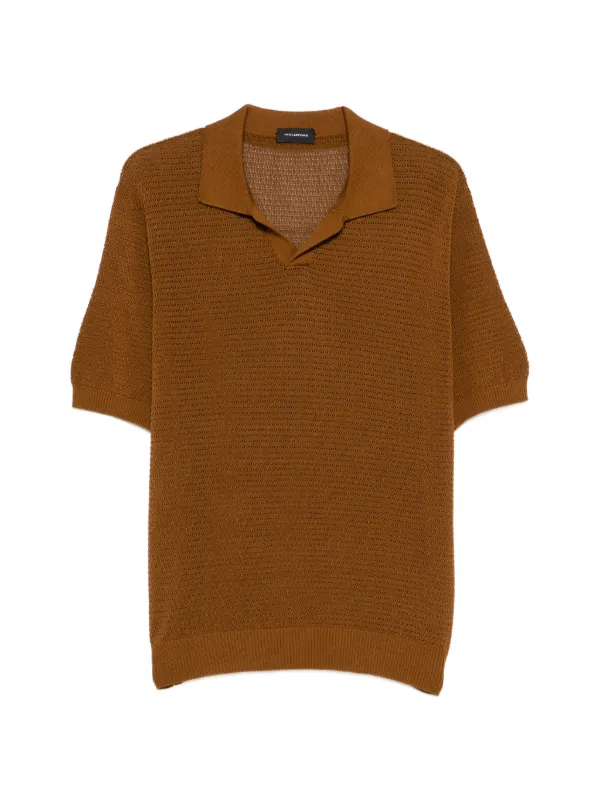Tagliatore Finlay Crochet T-shirt in Brown