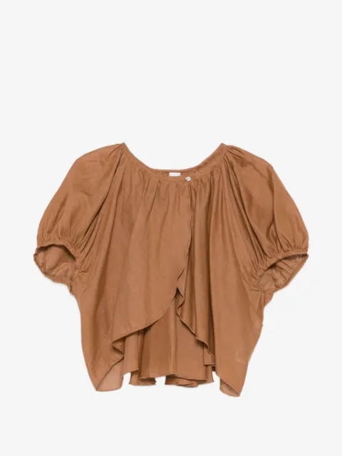 120% Lino puff-sleeve gathered blouse