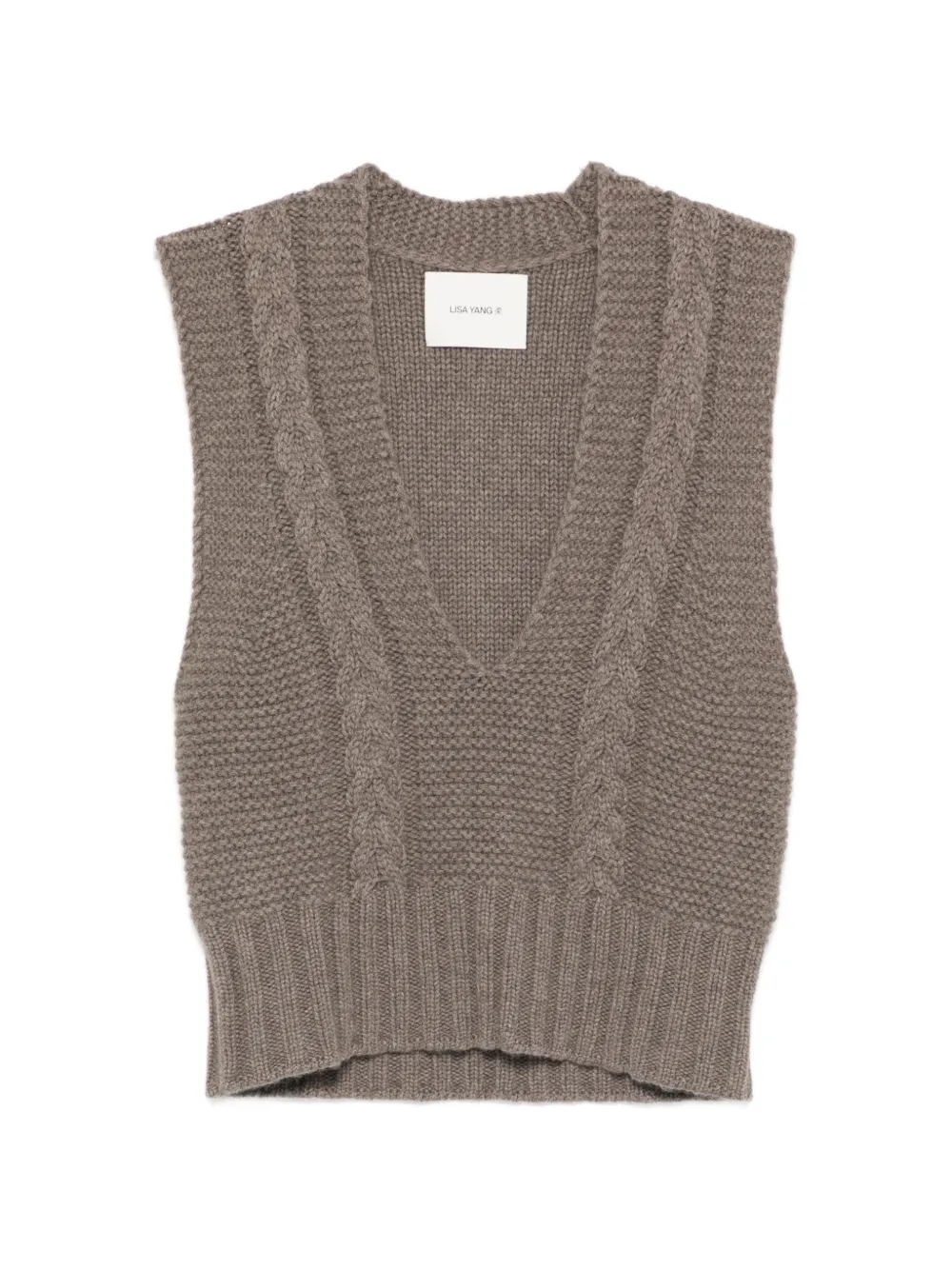 Lisa Yang Sallie cable-knit V-neck vest - Marrone