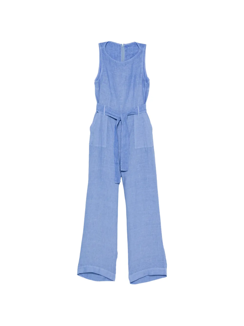 120% Lino belted sleeveless jumpsuit - Blu