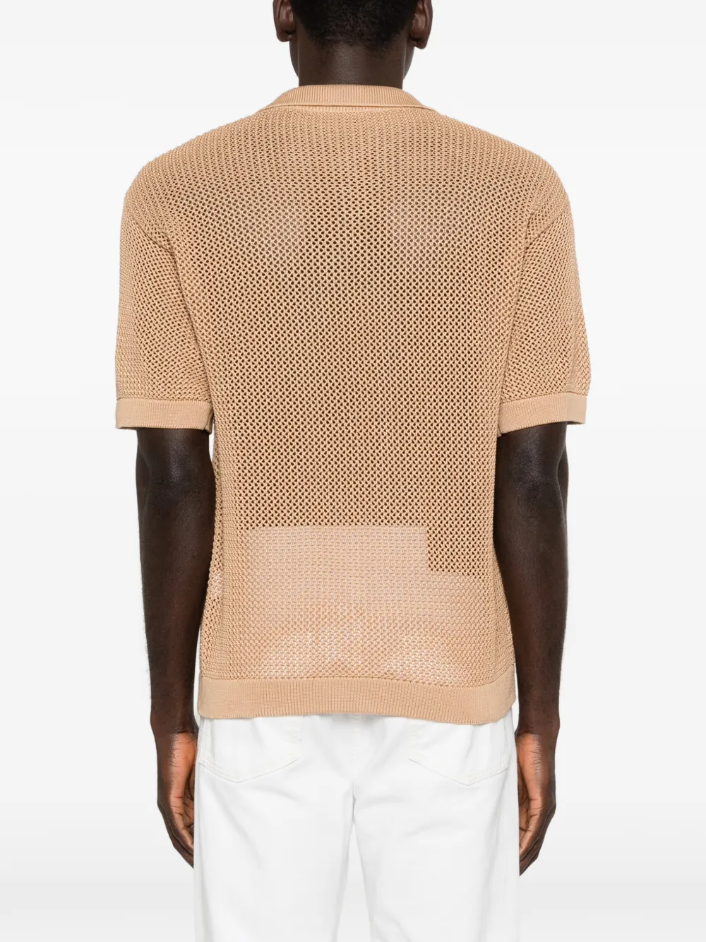 Tagliatore Gebreid T-shirt met kraag Beige