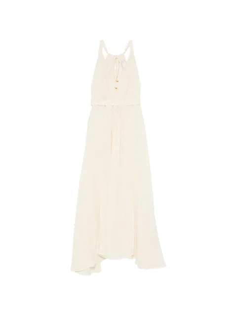 120% Lino halterneck gathered maxi dress