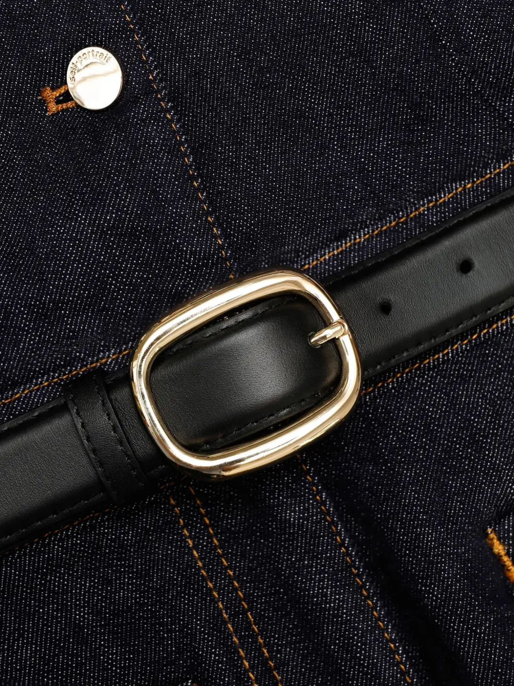 Self-portrait Denim-shirt Midi Dress In Black