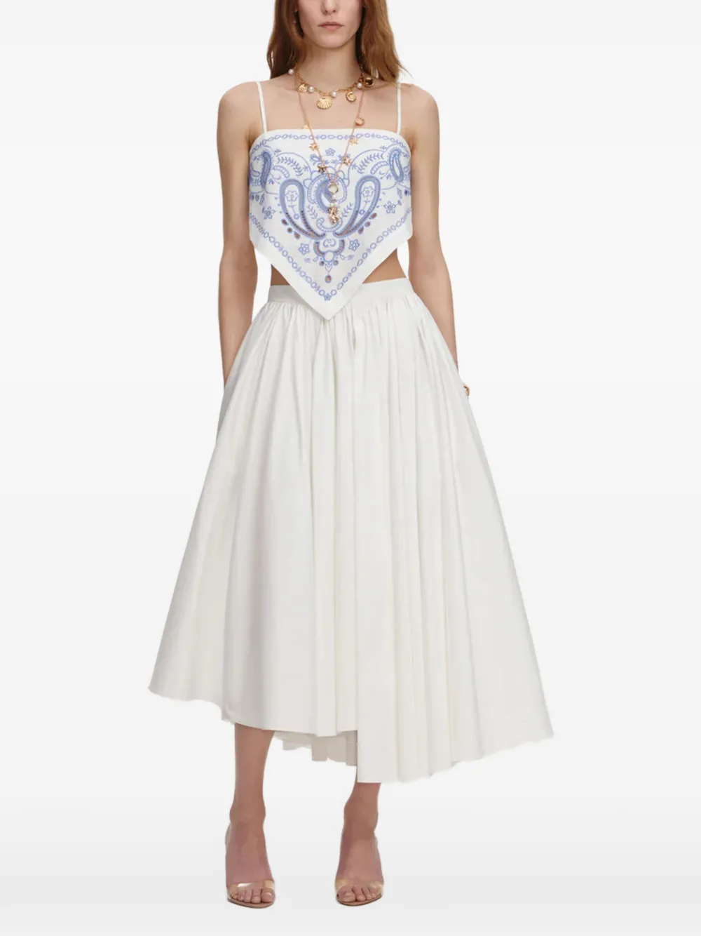 Self-Portrait embroidered bandana top - Weiß